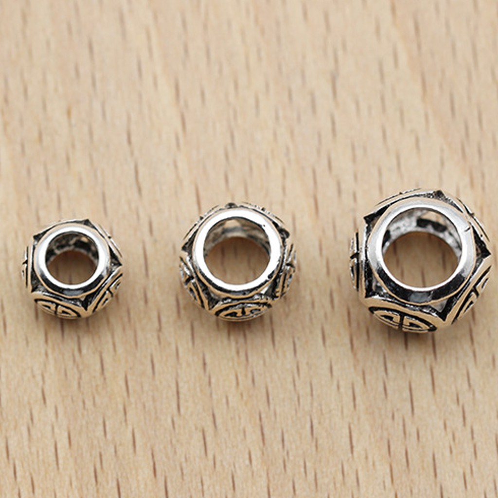 Phụ kiện Charm bạc Hạt rỗng lỗ lớn