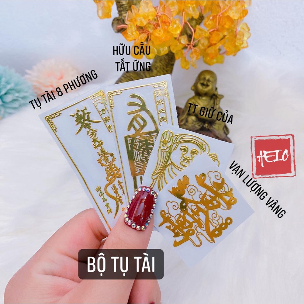 Miếng Dán Trang Trí Dán Điện Thoại Phong Thủy Tài Lộc Bình An May Mắn