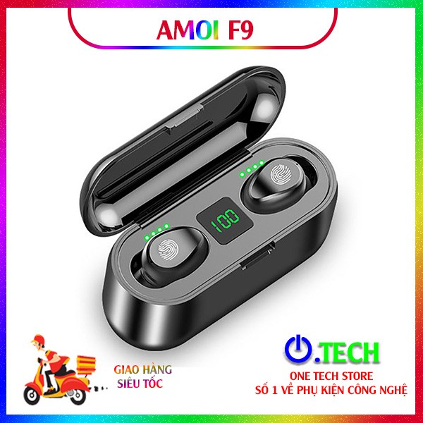 -Tai nghe True Wireless Amoi F9, tai nghe Bluetooth cảm ứng chạm, chống nước, chống bụi, bảo hành 06 tháng