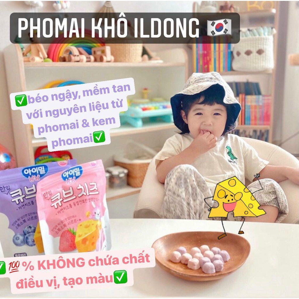 Pho Mai Ăn Dặm Trái Cây Sấy Khô Ildong Hàn Quốc Nguyên Liệu Tự Nhiên An Toàn 3 Vị Dâu Việt Quất Tự Nhiên