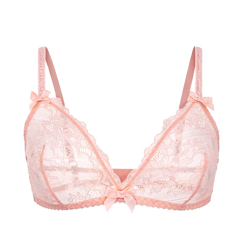 Áo ngực VARSBABY D316 vải ren xuyên thấu siêu mỏng cổ chữ V xẻ sâu không gọng thời trang quyến rũ dành cho nữ