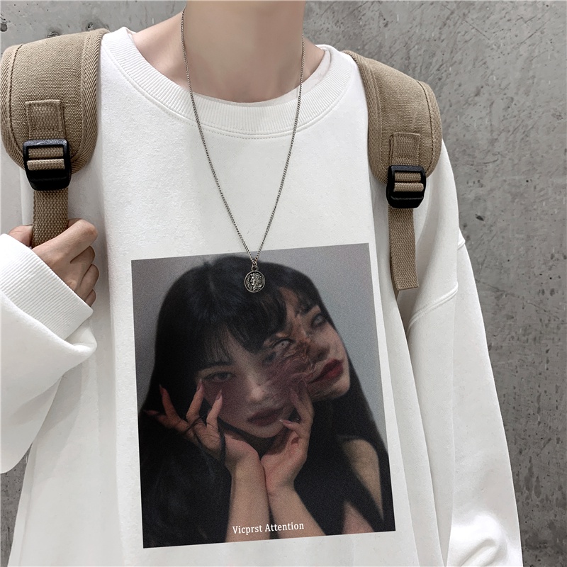 Áo sweater cổ tròn dáng rộng phong cách hiphop thời trang thu đông cho nam giới