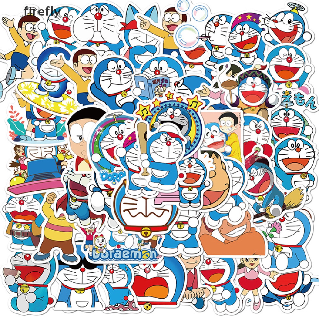 Set 50 miếng dán trang trí laptop/ xe hơi hình doraemon dễ thương