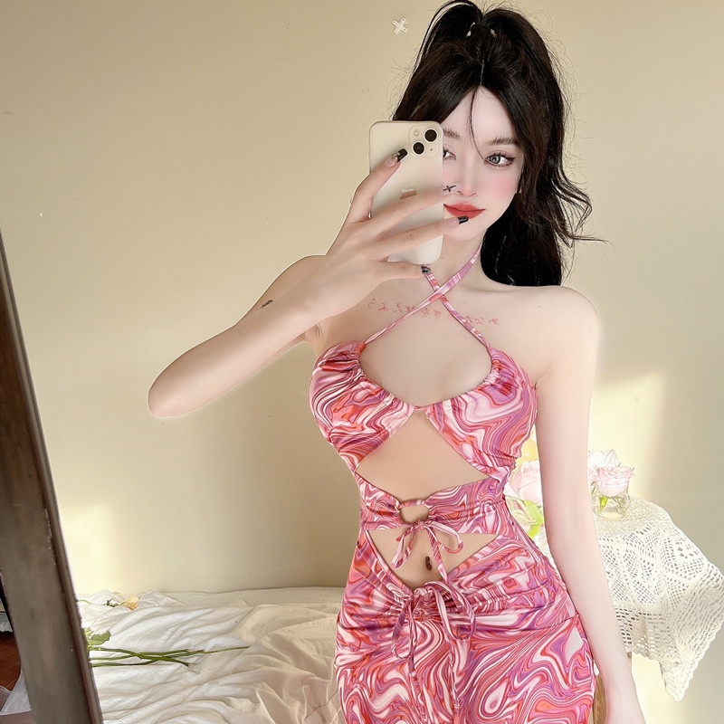 Đầm Hai Dây Dáng Ôm In Họa Tiết Thời Trang Quyến Rũ Cho Nữ