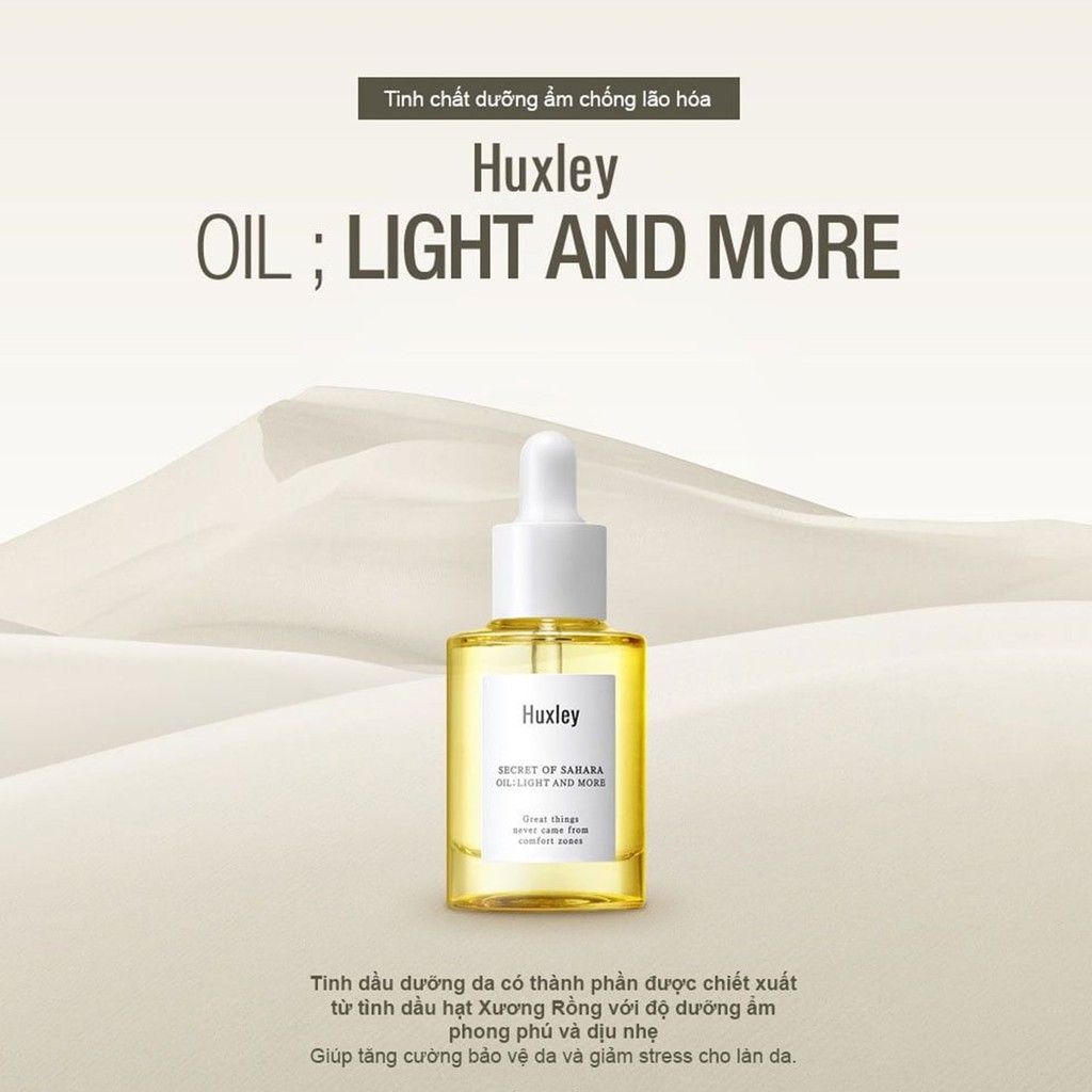 Tinh Chất Dưỡng Ẩm, Làm Sáng, Chống Lão Hóa Huxley Oil; Light And More 30ml