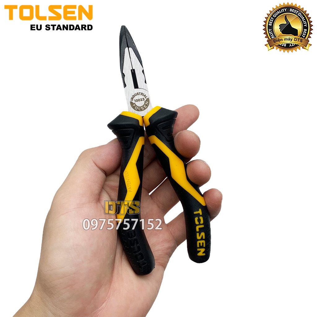 Kìm nhọn mỏ cong công nghiệp TOLSEN 6 inch/ 160mm, thép CR-V cao cấp Niken chống gỉ - Tiêu chuẩn xuất khẩu Châu Âu