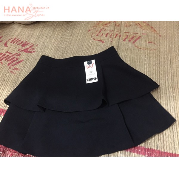 Chân váy 2 tầng ngắn có quần trong sóng bồng bèo xếp ly cạp chun bigsize - Vải Umi Đen co giãn - Mặc đi làm công sở tiệc | BigBuy360 - bigbuy360.vn