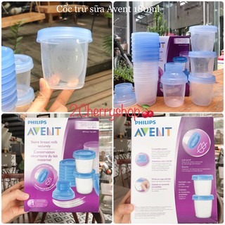 Bộ 10 cốc trữ + 2 đầu nối Philip Avent 180ml