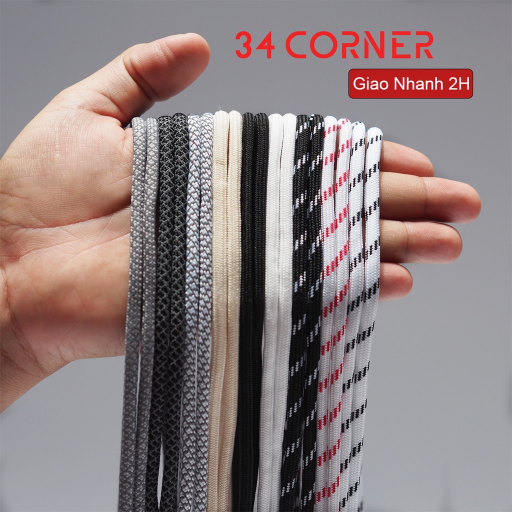 Dây Giày MLB NY, Dây Giày Tròn Yeezy 350 Oval Phản Quang Dài 120 Cm