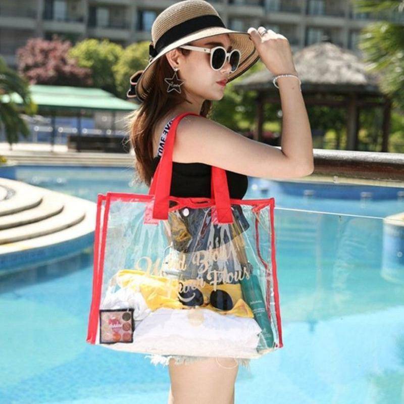 Túi đựng đồ đi biển trong suốt chống thấm nước sức chứa lớn phong cách Hàn Quốc