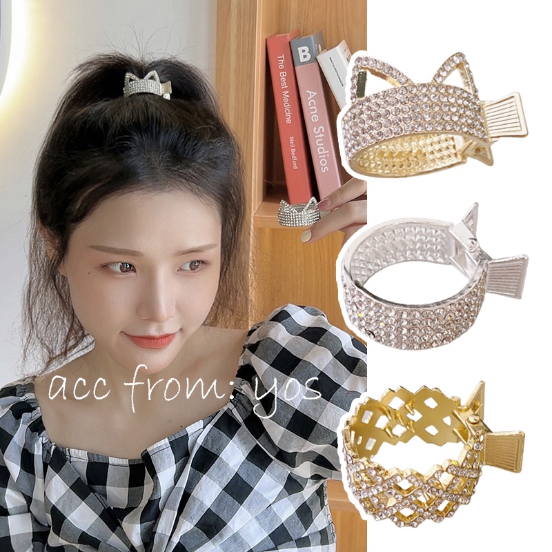 Kẹp Tóc Càng Cua Mini Kim Loại Đính Đá Sang Trọng Phong Cách Hàn Quốc YOS