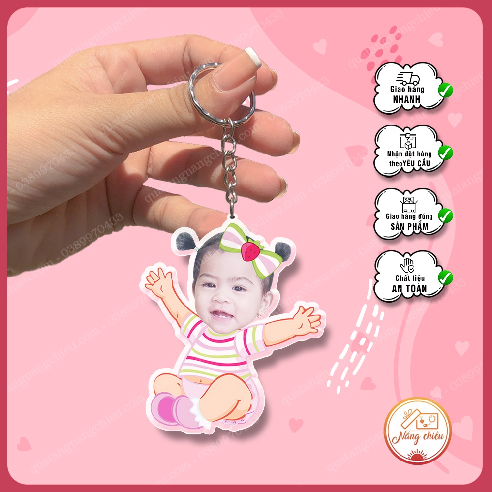 Phụ kiện đeo balo, treo xe, Móc khóa cắt ghép chibi theo yêu cầu, chất liệu mika sáng bóng, quà tặng ý nghĩa