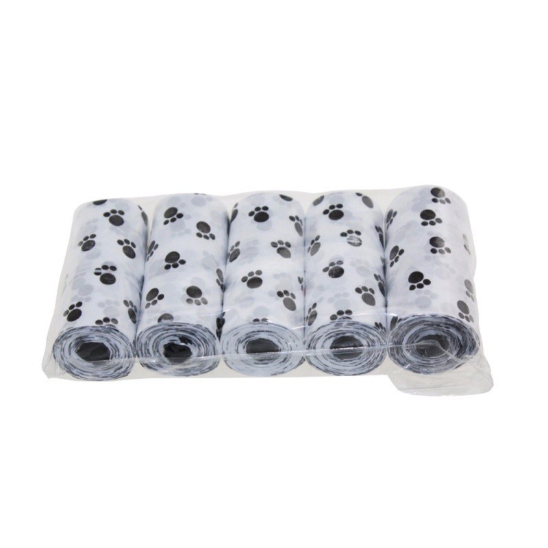 Set 5 cuộn túi đựng rác họa tiết chân chó