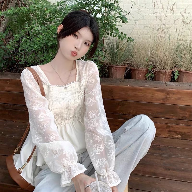 Áo sơ mi kiểu áo baby doll cho nữ phong cách Hàn Quốc