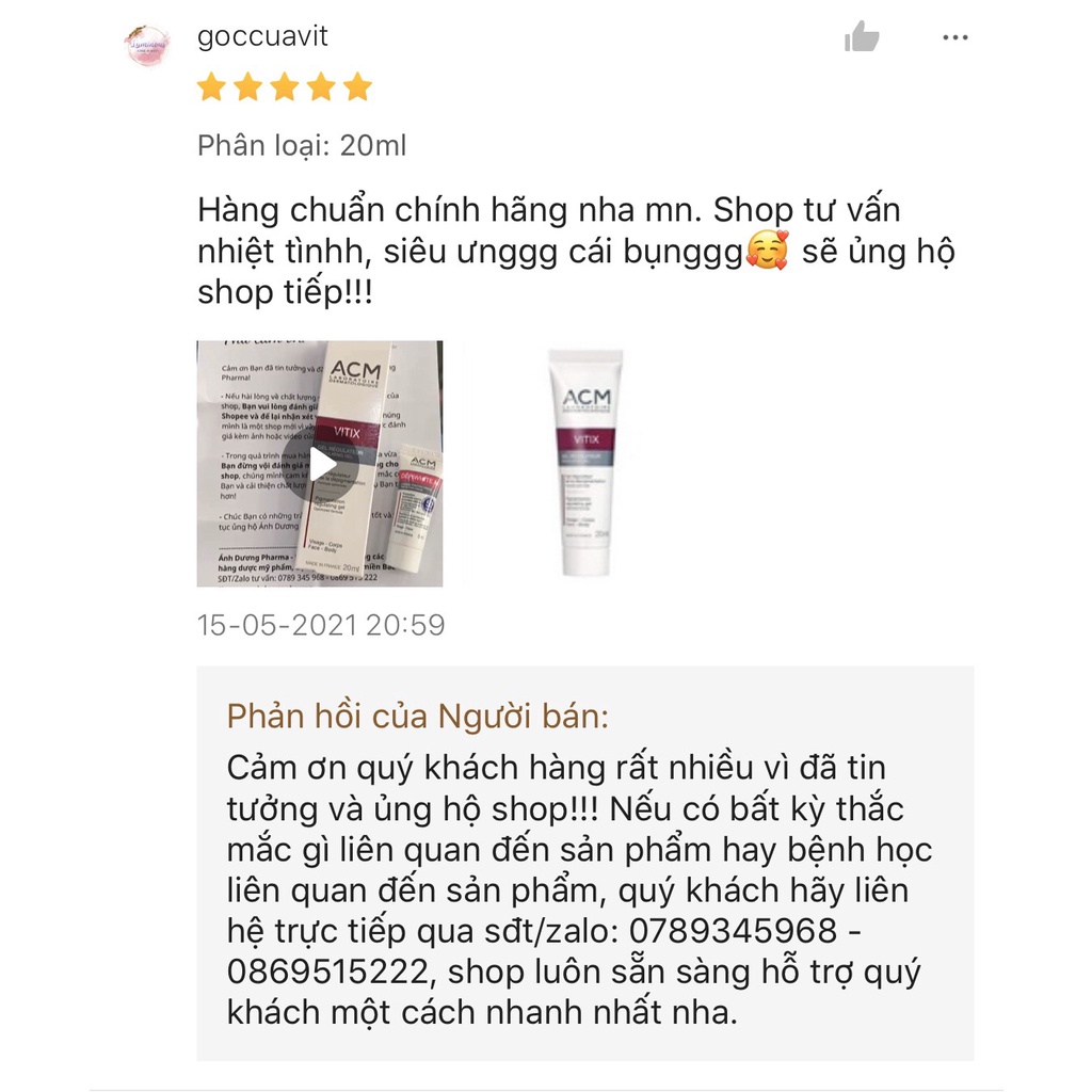 Gel giúp ngăn ngừa bạch biến ACM Vitix Regulating Gel 20ml & 50ml