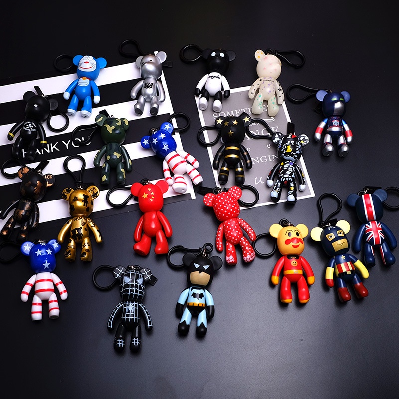 1 Móc Khóa Hình Spider-Man Avengers Gấu Bằng Kim Loại Gắn Điện Thoại Di Động