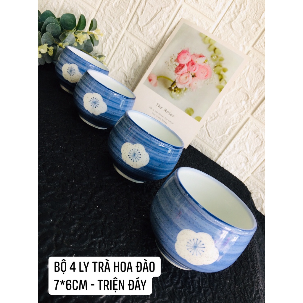 GỐM NHẬT - BỘ 4 LY TRÀ HOA ĐÀO