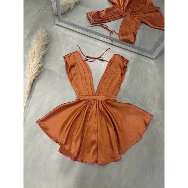 Jumpsuit shorp xếp ly ngực