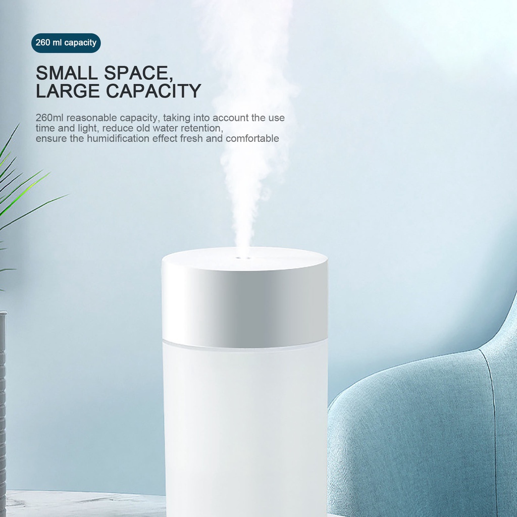 1 Máy Phun Sương Tạo Độ Ẩm Không Khí 260ML Có Đèn Led Ban Đêm