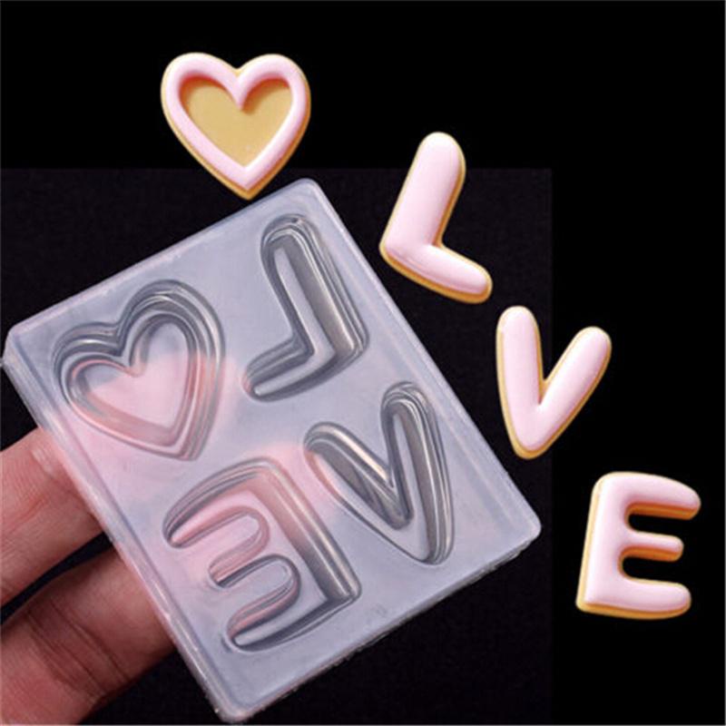 Khuôn Silicone Nhấn Bánh &amp; Socola Hình Chữ Love 3D