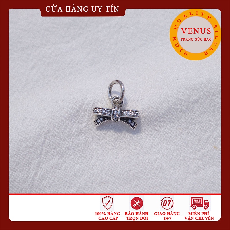 Charm bạc 925 cao cấp- Trang sức bạc Venus- Charm treo chiếc nơ S925 cao cấp- MSP CT061