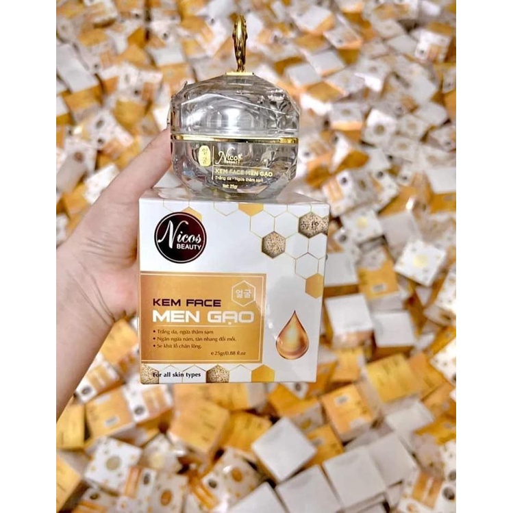 Kem Face Men Gạo Nicos dưỡng trắng da ngừa thâm sạm se khít lỗ chân lông 25g + Tặng body