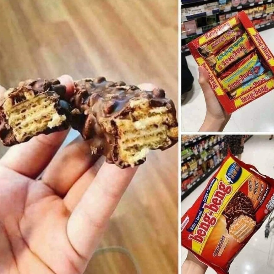 Bánh Beng Beng Chocolate Thái Lan - Bánh xốp nhân kem phủ socola Beng Beng Hộp 12 thanh