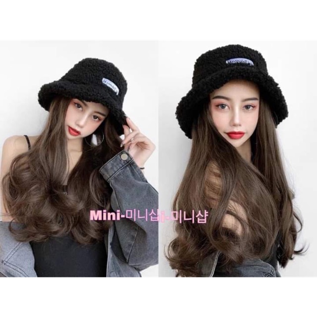 Tóc giả mũ❤️freeship 50k❤️ tóc mũ vành lông xoăn