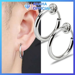 Bông tai nam inox cao cấp rẻ đẹp 1 chiếc kpop khoen tròn không bấm lỗ tai ahaha.officical thép không gỉ PTBTNA15