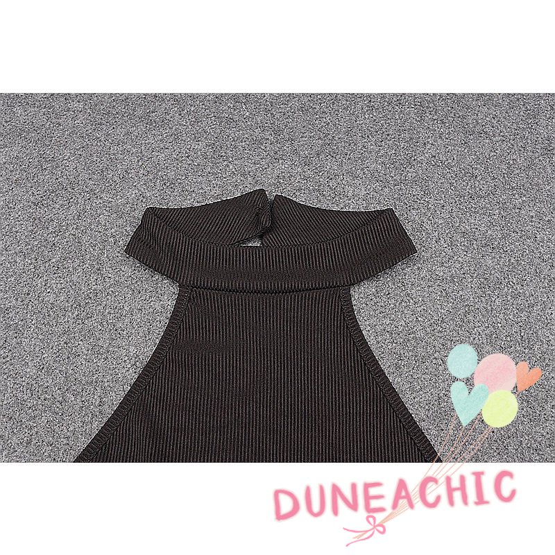 DUNEA Áo Liền Quần Hở Lưng Không Tay Màu Trơn Phong Cách Đường Phố Gợi Cảm