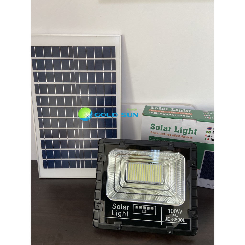 [JD-8800L] Đèn Năng Lượng Mặt Trời Cao Cấp JinDian JD-8800L - Công Suất 100W - Mẫu Mới 2021 - Khung 