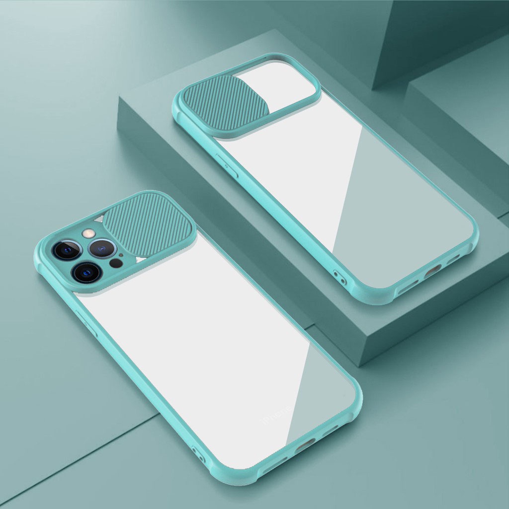 Ốp điện thoại trong suốt có nắp trượt bảo vệ camera chống sốc cho Xiaomi Redmi Note 10 Pro Max 10s K40 Poco F3