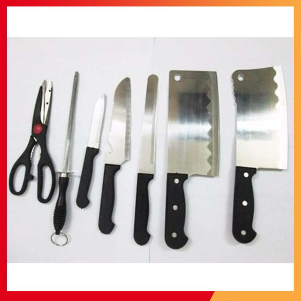 ☂ BỘ DAO KÉO 7 MÓN LÀM BẰNG HỢP KIM INOX CAO CẤP - KÈM DỤNG CỤ MÀI DAO ☁