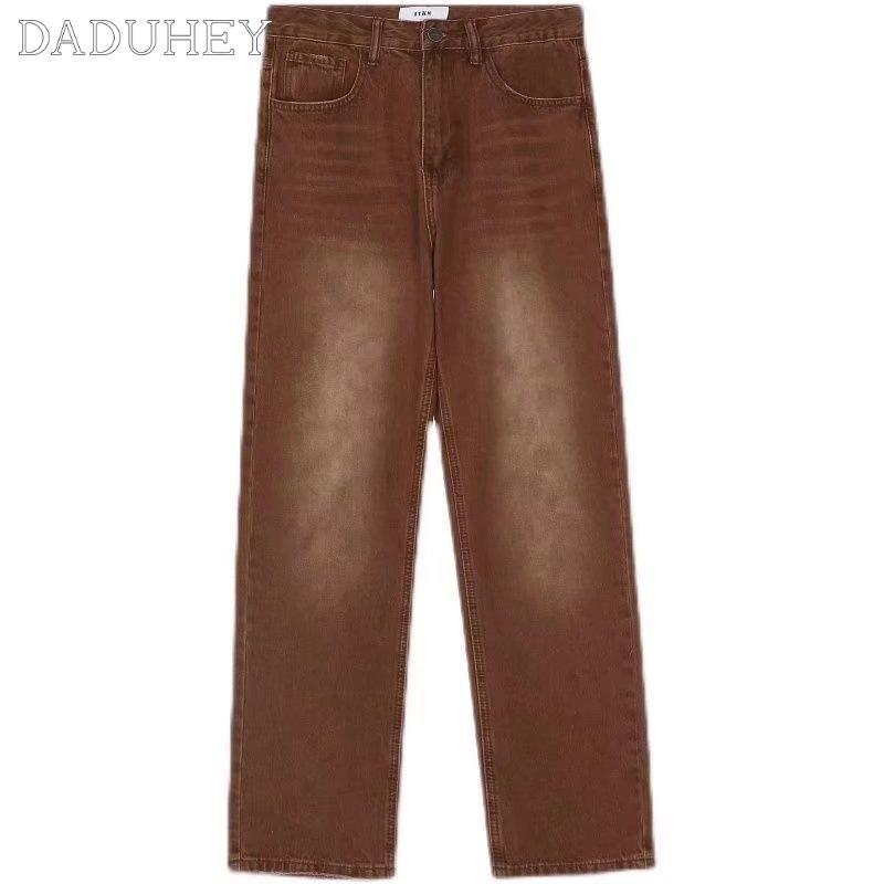 DaDuHey Men's Summer 2022 American High Street Jeans Washed-out Vintage Loose Straight All-Matching Draping Pants