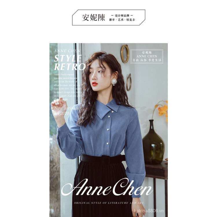 Áo sơ mi dài tay thiết kế mới thời trang mùa thu đông phong cách Hồng Kông cho nữ