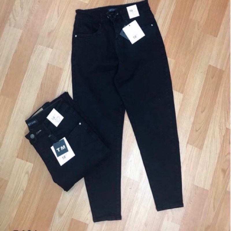 Quần baggy nữ, quần jean đen bigsize 62-100kg, vải co giãn 4 chiều