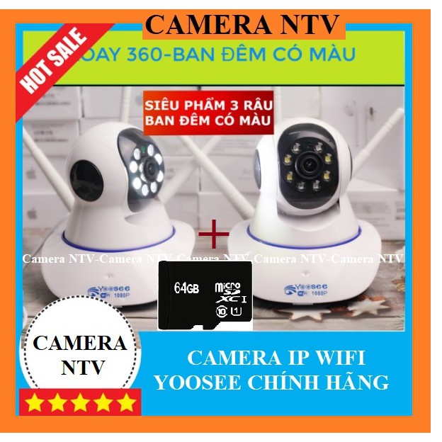 CAMERA 3 RÂU YOOSEE 8 LED 2.0Mps HD1080P XOAY 360 ĐỘ SIÊU NÉT - CÓ MÀU BAN ĐÊM KHI BẬT