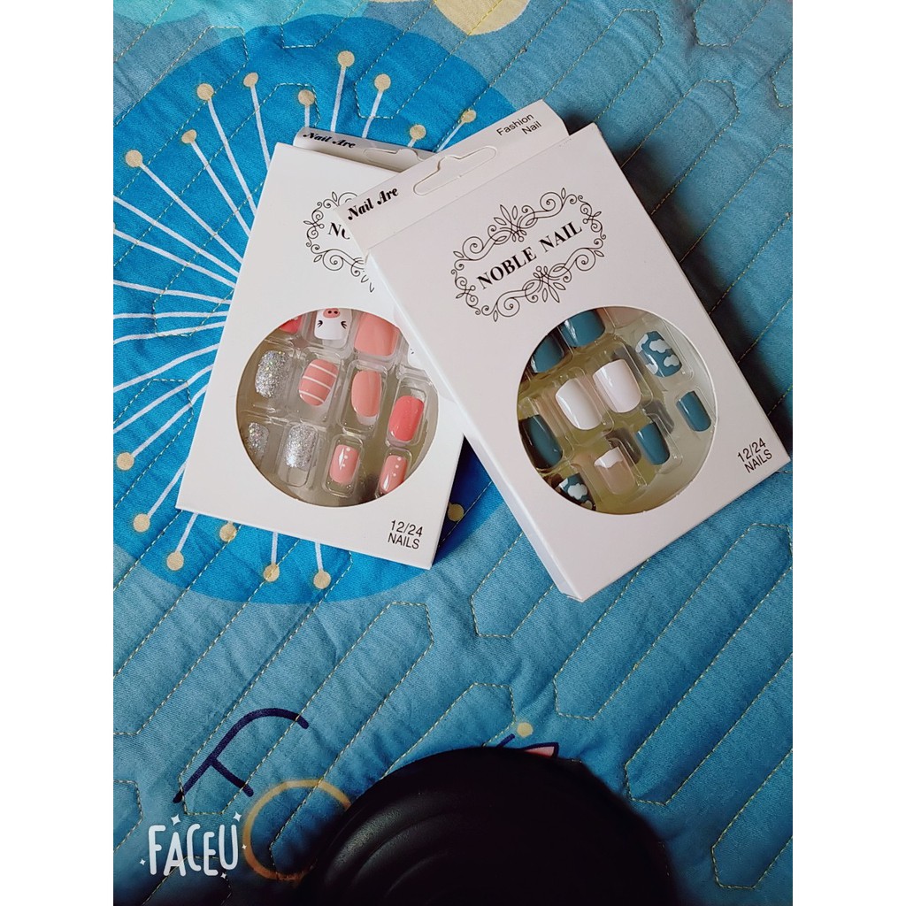Bộ 12 móng tay giả ❤️siêu rẻ❤️ hình con bò sữa,có sẵn keo.cho người lớn trẻ em