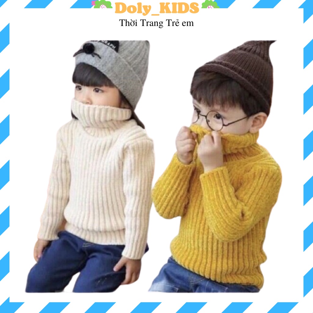 Áo len cho bé trai bé gái Doly kids, Áo len cao cổ cho bé trai bé gái chất tuyết nhung mềm Cực ấm cho bé từ 8-20kg ALNO1