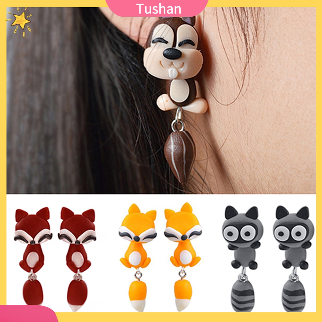 Bông Tai Handmade Hình Động Vật Hoạt Hình Bằng Đất Sét Polymer