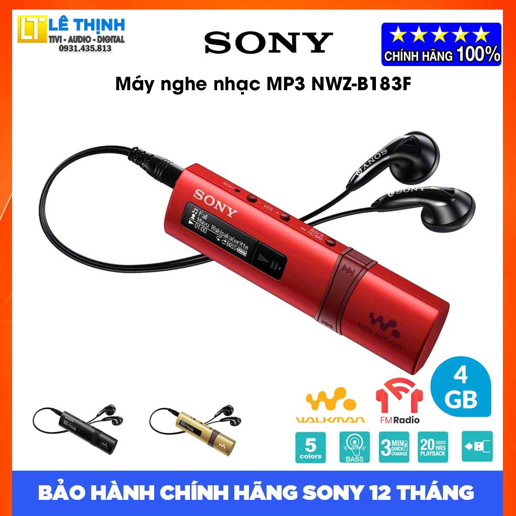 Máy nghe nhạc Sony Walkman NWZ-B183F (Đỏ) {4GB} | Hãng phân phối | Bảo hành chính hãng 12 tháng toàn quốc