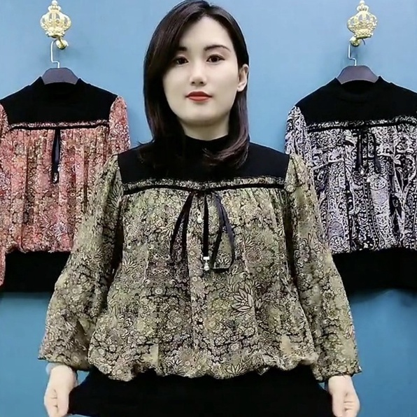 Áo kiểu nữ tay bồng - Áo nữ chất đũi tơ sang xịn