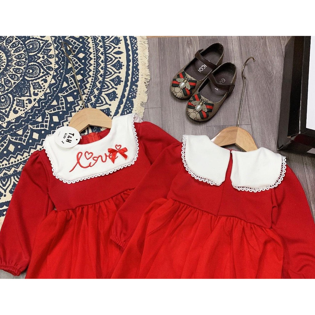 BST Giáng sinh an lành Váy love đỏ chân voan cực xinh cho bé