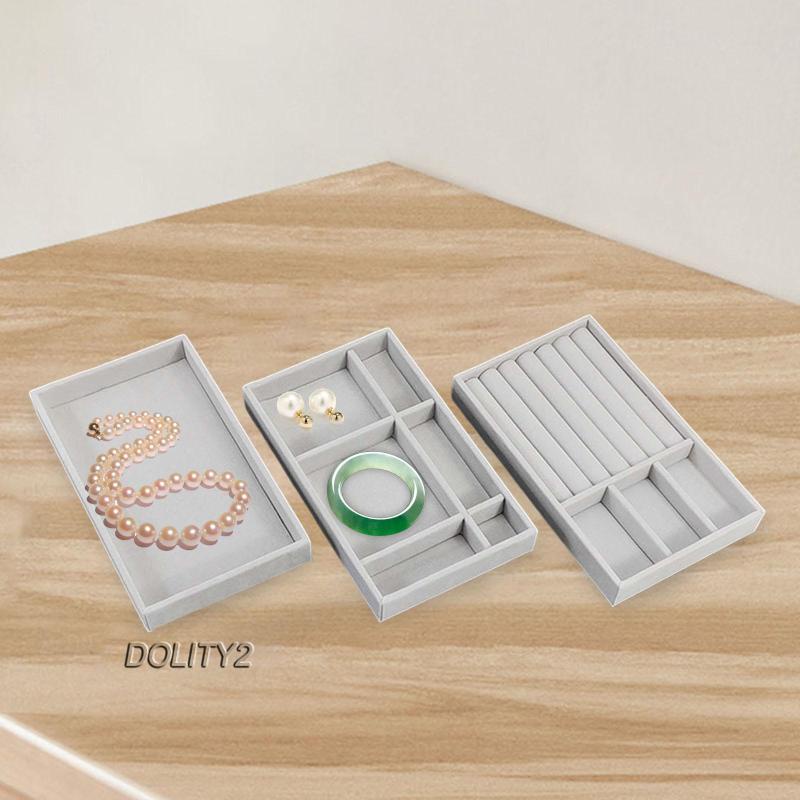[Dolity2] Set 3 Khay Trưng Bày Trang Sức / Đồng Hồ / Ngăn Kéo Bằng Vải Flannel Cho Nữ