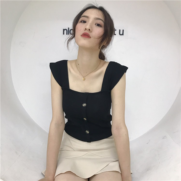 IELGY Áo Dệt Kim Không Tay Màu Trơn Thời Trang Mùa Hè Cho Nữ