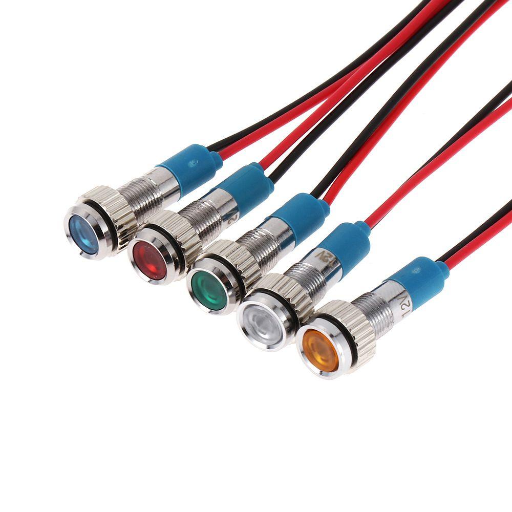 1 Đèn LED Báo Hiệu Ánh Sáng Trắng / Xanh Lá / Đỏ / Xanh Lá / Xanh Dương Kèm Dây Điện 3V 5V 6V 9V 12V 24V 220V