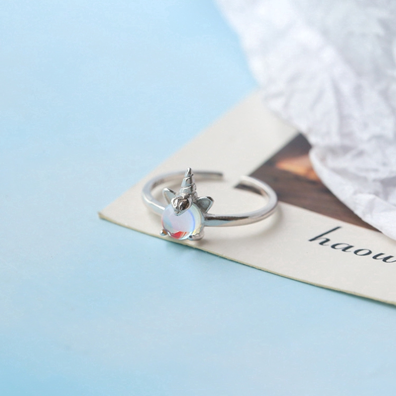 Exquisite Nhẫn đá pha lê hình kỳ lân xinh xắn cho nữ