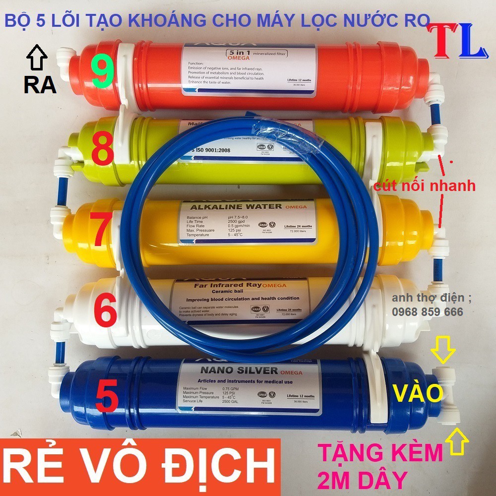 combo 5 lõi lọc tạo khoáng máy lọc nước ro (lõi lọc nước 56789)