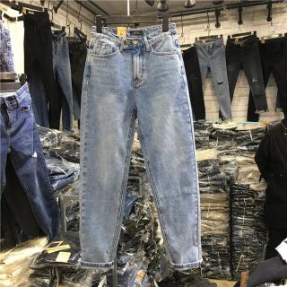 Quần slim baggy jeans hai nút đôi cuốn lai kèm ảnh thật hàng sẵn