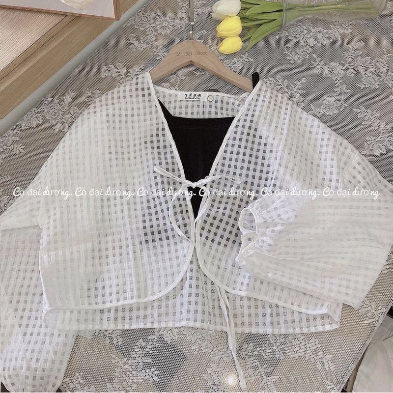Set áo 2 dây mix áo khoác lưới tơ dây buộc dáng croptop dành cho nữ - Ảnh thật ở cuối